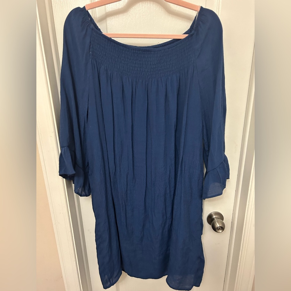 Women's Blue Off-Shoulder Top